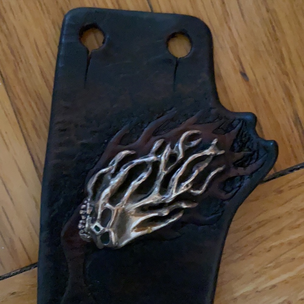 Custom made men’s leather with silver design bracelet - Picture 5 of 11
